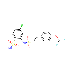 NS(=O)(=O)c1ccc(Cl)cc1NS(=O)(=O)CCc1ccc(OC(F)F)cc1 ZINC000147346971