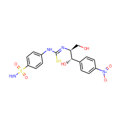 NS(=O)(=O)c1ccc(N/C(S)=N/[C@@H](CO)[C@@H](O)c2ccc([N+](=O)[O-])cc2)cc1 ZINC000028134388