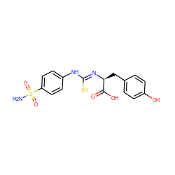 NS(=O)(=O)c1ccc(N/C(S)=N/[C@@H](Cc2ccc(O)cc2)C(=O)O)cc1 ZINC000005740808