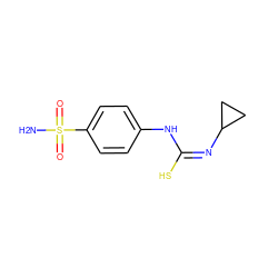 NS(=O)(=O)c1ccc(N/C(S)=N\C2CC2)cc1 ZINC000013496788