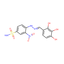 NS(=O)(=O)c1ccc(N/N=C/c2ccc(O)c(O)c2O)c([N+](=O)[O-])c1 ZINC000012311574