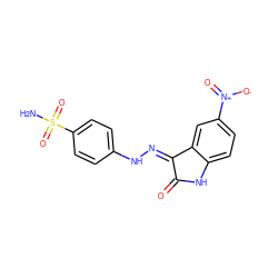 NS(=O)(=O)c1ccc(N/N=C2\C(=O)Nc3ccc([N+](=O)[O-])cc32)cc1 ZINC000013470449