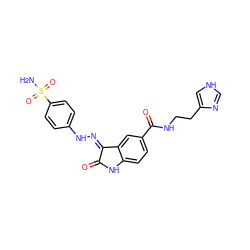 NS(=O)(=O)c1ccc(N/N=C2\C(=O)Nc3ccc(C(=O)NCCc4c[nH]cn4)cc32)cc1 ZINC000013470461