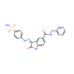 NS(=O)(=O)c1ccc(N/N=C2\C(=O)Nc3ccc(C(=O)NCc4cccnc4)cc32)cc1 ZINC000013470464