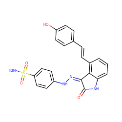 NS(=O)(=O)c1ccc(N/N=C2\C(=O)Nc3cccc(/C=C/c4ccc(O)cc4)c32)cc1 ZINC000013470438