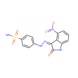 NS(=O)(=O)c1ccc(N/N=C2\C(=O)Nc3cccc([N+](=O)[O-])c32)cc1 ZINC000013470442