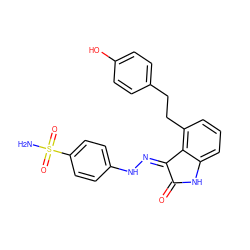 NS(=O)(=O)c1ccc(N/N=C2\C(=O)Nc3cccc(CCc4ccc(O)cc4)c32)cc1 ZINC000013470439