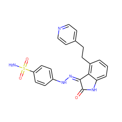 NS(=O)(=O)c1ccc(N/N=C2\C(=O)Nc3cccc(CCc4ccncc4)c32)cc1 ZINC000012355171