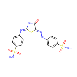 NS(=O)(=O)c1ccc(N=C2NC(=O)/C(=N/Nc3ccc(S(N)(=O)=O)cc3)S2)cc1 ZINC000653833230