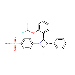 NS(=O)(=O)c1ccc(N2C(=O)[C@@H](c3ccccc3)[C@@H]2c2ccccc2OC(F)F)cc1 ZINC001772592231