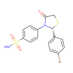 NS(=O)(=O)c1ccc(N2C(=O)CS[C@@H]2c2ccc(Br)cc2)cc1 ZINC000096917045