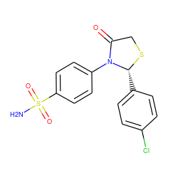 NS(=O)(=O)c1ccc(N2C(=O)CS[C@@H]2c2ccc(Cl)cc2)cc1 ZINC000096917033