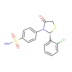 NS(=O)(=O)c1ccc(N2C(=O)CS[C@@H]2c2ccccc2Cl)cc1 ZINC000096917025