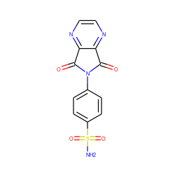 NS(=O)(=O)c1ccc(N2C(=O)c3nccnc3C2=O)cc1 ZINC000096910272