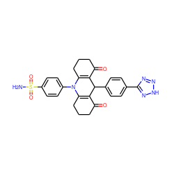 NS(=O)(=O)c1ccc(N2C3=C(C(=O)CCC3)C(c3ccc(-c4nn[nH]n4)cc3)C3=C2CCCC3=O)cc1 ZINC001772606195