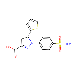 NS(=O)(=O)c1ccc(N2N=C(C(=O)O)C[C@@H]2c2cccs2)cc1 ZINC000653801614