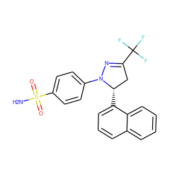 NS(=O)(=O)c1ccc(N2N=C(C(F)(F)F)C[C@@H]2c2cccc3ccccc23)cc1 ZINC000299833876