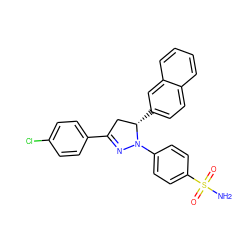 NS(=O)(=O)c1ccc(N2N=C(c3ccc(Cl)cc3)C[C@@H]2c2ccc3ccccc3c2)cc1 ZINC000473111773