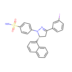 NS(=O)(=O)c1ccc(N2N=C(c3cccc(I)c3)C[C@@H]2c2cccc3ccccc23)cc1 ZINC000473135561