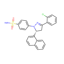 NS(=O)(=O)c1ccc(N2N=C(c3ccccc3Cl)C[C@@H]2c2cccc3ccccc23)cc1 ZINC000473111353