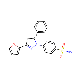 NS(=O)(=O)c1ccc(N2N=C(c3ccco3)C[C@@H]2c2ccccc2)cc1 ZINC000653809975