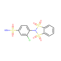 NS(=O)(=O)c1ccc(N2S(=O)(=O)c3ccccc3S2(=O)=O)c(Cl)c1 ZINC000095592517