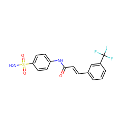 NS(=O)(=O)c1ccc(NC(=O)/C=C/c2cccc(C(F)(F)F)c2)cc1 ZINC000008180984