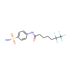 NS(=O)(=O)c1ccc(NC(=O)CCCCC(F)(F)C(F)(F)F)cc1 ZINC000028259556