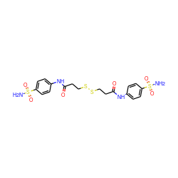 NS(=O)(=O)c1ccc(NC(=O)CCSSCCC(=O)Nc2ccc(S(N)(=O)=O)cc2)cc1 ZINC000014947465