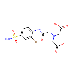 NS(=O)(=O)c1ccc(NC(=O)CN(CC(=O)O)CC(=O)O)c(Br)c1 ZINC000013472907