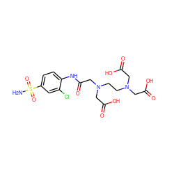 NS(=O)(=O)c1ccc(NC(=O)CN(CCN(CC(=O)O)CC(=O)O)CC(=O)O)c(Cl)c1 ZINC000022925479