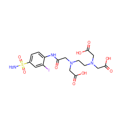 NS(=O)(=O)c1ccc(NC(=O)CN(CCN(CC(=O)O)CC(=O)O)CC(=O)O)c(I)c1 ZINC000029247499