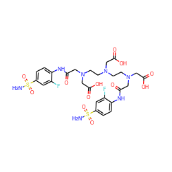 NS(=O)(=O)c1ccc(NC(=O)CN(CCN(CCN(CC(=O)O)CC(=O)Nc2ccc(S(N)(=O)=O)cc2F)CC(=O)O)CC(=O)O)c(F)c1 ZINC000095611950