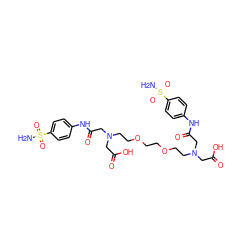 NS(=O)(=O)c1ccc(NC(=O)CN(CCOCCOCCN(CC(=O)O)CC(=O)Nc2ccc(S(N)(=O)=O)cc2)CC(=O)O)cc1 ZINC000029250253