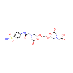 NS(=O)(=O)c1ccc(NC(=O)CN(CCOCCOCCN(CC(=O)O)CC(=O)O)CC(=O)O)cc1 ZINC000029241370