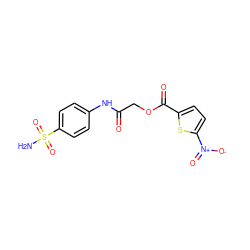 NS(=O)(=O)c1ccc(NC(=O)COC(=O)c2ccc([N+](=O)[O-])s2)cc1 ZINC000003308915