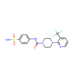 NS(=O)(=O)c1ccc(NC(=O)N2CCN(c3ncccc3C(F)(F)F)CC2)cc1 ZINC000473087612