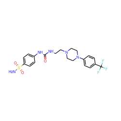 NS(=O)(=O)c1ccc(NC(=O)NCCN2CCN(c3ccc(C(F)(F)F)cc3)CC2)cc1 ZINC001772586421