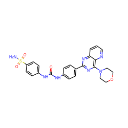 NS(=O)(=O)c1ccc(NC(=O)Nc2ccc(-c3nc(N4CCOCC4)c4ncccc4n3)cc2)cc1 ZINC001772646254