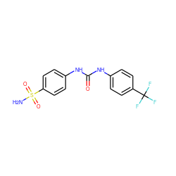 NS(=O)(=O)c1ccc(NC(=O)Nc2ccc(C(F)(F)F)cc2)cc1 ZINC000001033551