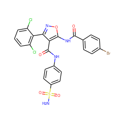 NS(=O)(=O)c1ccc(NC(=O)c2c(-c3c(Cl)cccc3Cl)noc2NC(=O)c2ccc(Br)cc2)cc1 ZINC001772600631