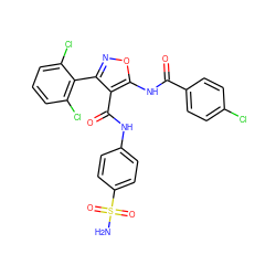 NS(=O)(=O)c1ccc(NC(=O)c2c(-c3c(Cl)cccc3Cl)noc2NC(=O)c2ccc(Cl)cc2)cc1 ZINC001772611106