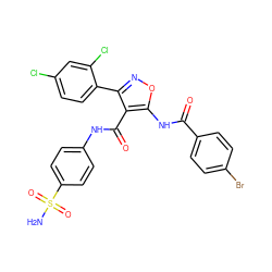 NS(=O)(=O)c1ccc(NC(=O)c2c(-c3ccc(Cl)cc3Cl)noc2NC(=O)c2ccc(Br)cc2)cc1 ZINC001772641496