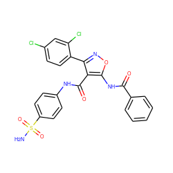 NS(=O)(=O)c1ccc(NC(=O)c2c(-c3ccc(Cl)cc3Cl)noc2NC(=O)c2ccccc2)cc1 ZINC001772633600