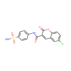 NS(=O)(=O)c1ccc(NC(=O)c2cc3cc(Cl)ccc3oc2=O)cc1 ZINC000005000391