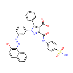 NS(=O)(=O)c1ccc(NC(=O)c2nn(-c3cccc(/N=N/c4c(O)ccc5ccccc45)c3)c(-c3ccccc3)c2C(=O)O)cc1 ZINC000095593510