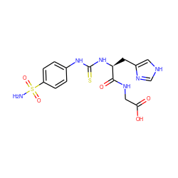 NS(=O)(=O)c1ccc(NC(=S)N[C@@H](Cc2c[nH]cn2)C(=O)NCC(=O)O)cc1 ZINC000013835665