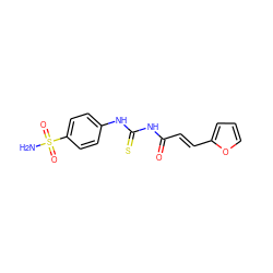 NS(=O)(=O)c1ccc(NC(=S)NC(=O)/C=C/c2ccco2)cc1 ZINC000002362871