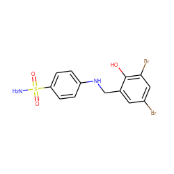 NS(=O)(=O)c1ccc(NCc2cc(Br)cc(Br)c2O)cc1 ZINC000653701082