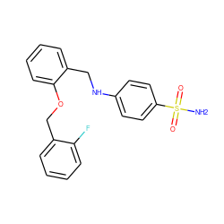 NS(=O)(=O)c1ccc(NCc2ccccc2OCc2ccccc2F)cc1 ZINC000000624201